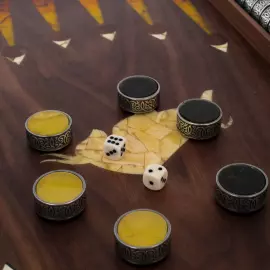 Backgammon made of stained oak and amber "Bull"