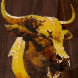 Backgammon made of stained oak and amber "Bull"