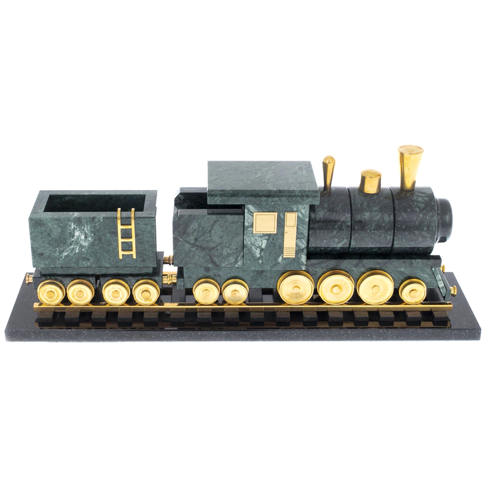Souvenir business card holder made of marble "Steam Train"