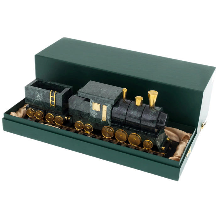 Souvenir business card holder made of marble "Steam Train"