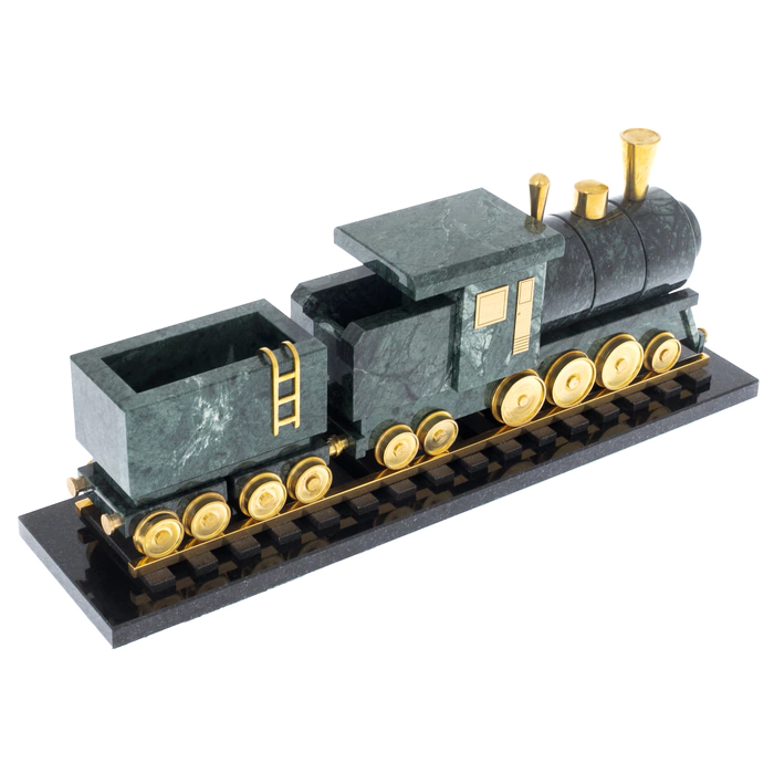 Souvenir business card holder made of marble "Steam Train"