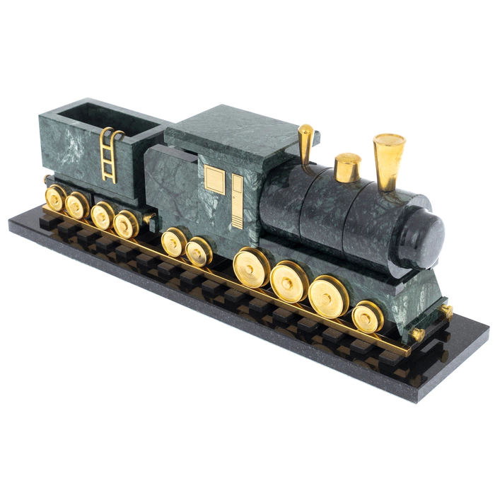 Souvenir business card holder made of marble "Steam Train"
