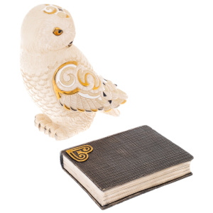 Ceramic statuette "Big owl on a book"