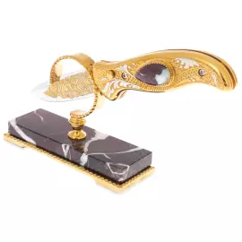 Нож складной "Удар" на подставке из яшмы, Златоуст