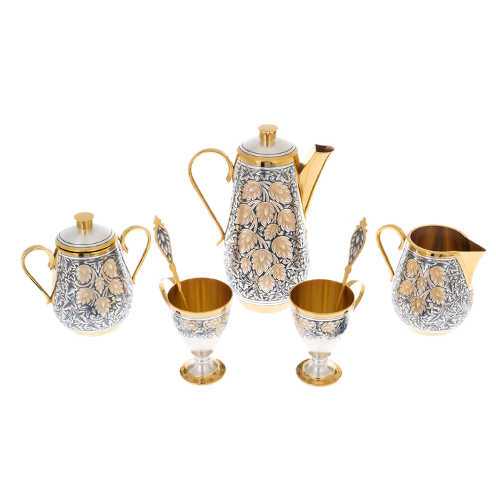 Gift coffee set made of silver "Hop" for 2 persons