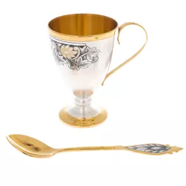 Gift coffee set made of silver "Hop" for 2 persons