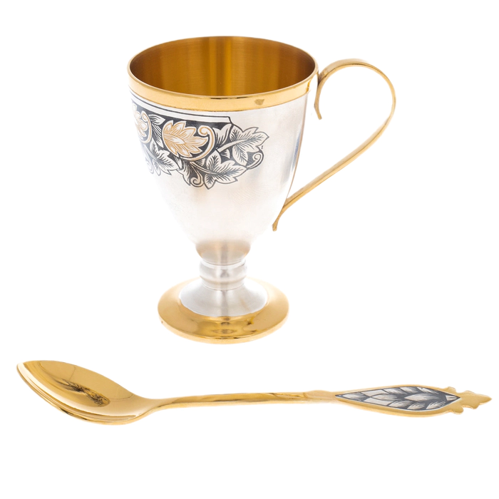 Gift coffee set made of silver "Hop" for 2 persons