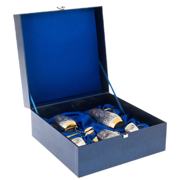 Gift coffee set made of silver "Hop" for 2 persons