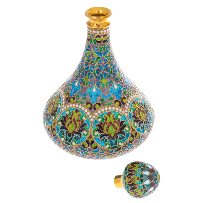 Decanter with glasses "Blooming" with hot enamels
