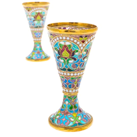 Decanter with glasses "Blooming" with hot enamels