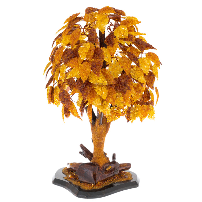 Souvenir made of amber "Tree of Happiness. Golden Leaves"