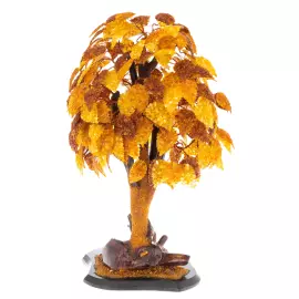Сувенир из янтаря "Дерево Счастья. Золотые листья"