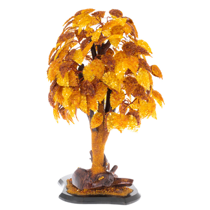 Souvenir made of amber "Tree of Happiness. Golden Leaves"