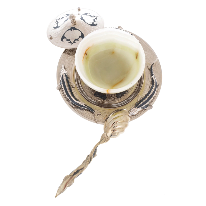 Onyx caviar bowl "3 sturgeons" Zlatoust