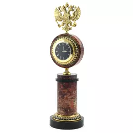 Часы настольные из яшмы "Герб России"