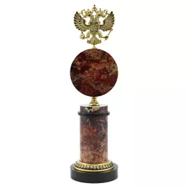 Часы настольные из яшмы "Герб России"
