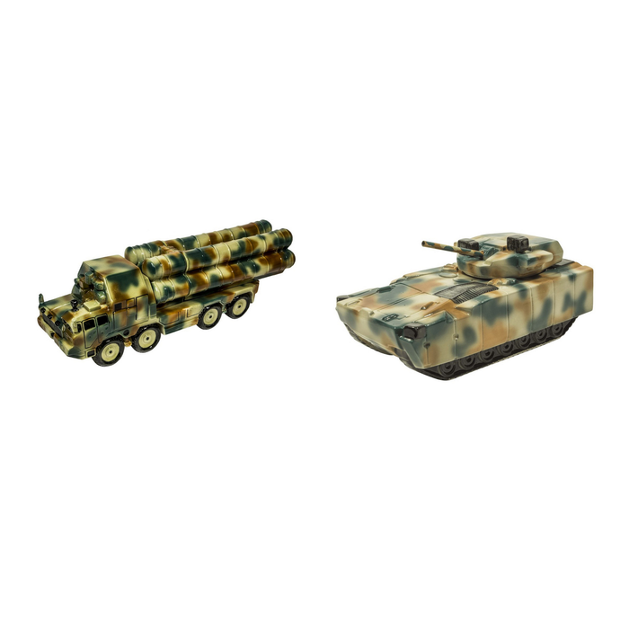 Vodka set: S-400 rocket launcher and Kurganets infantry fighting vehicle