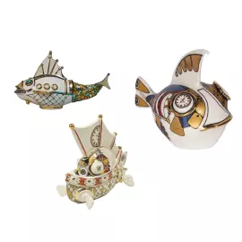 Набор скульптур из фарфора: "Рыба-Ерш", "Рыба-Парус" и "Рыба-Минутка"