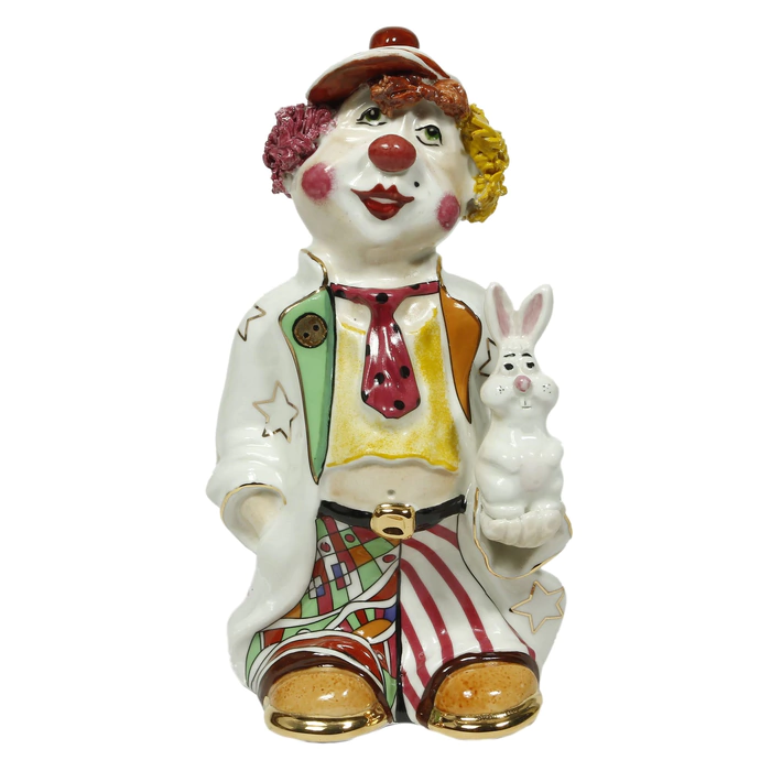 Porcelain sculpture "Clown with a hare"