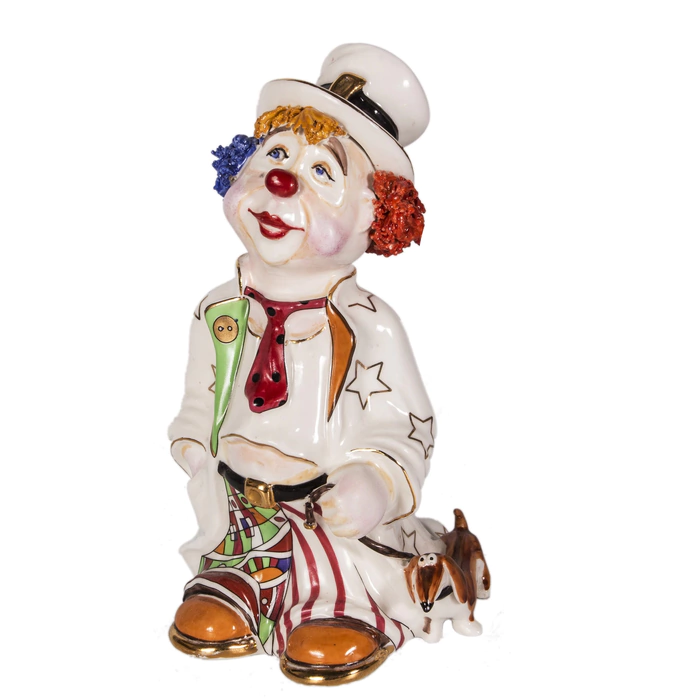 Porcelain sculpture "Clown with dachshund"