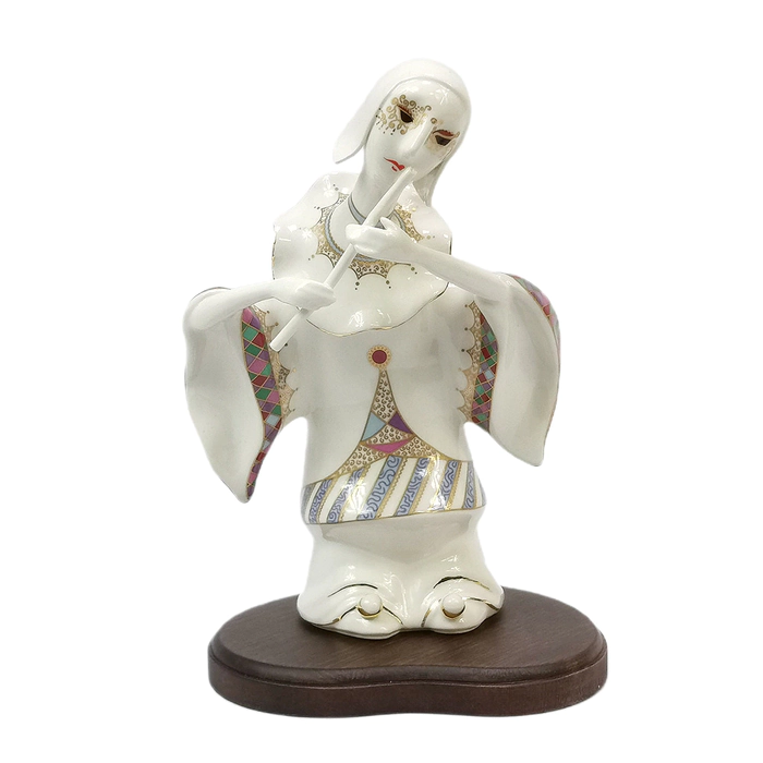 Porcelain sculpture "Pierrot with a pipe"