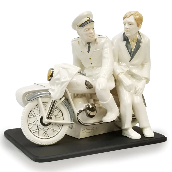 Porcelain sculpture "Beware of the car"