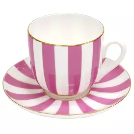 Porcelain coffee pair "Yes and No" shaped Lily of the Valley, pink