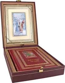 Подарочный набор "Новогодние рассказы" с книгой и панно, красный