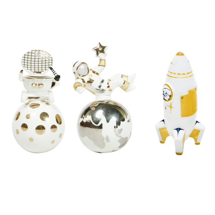 Set of Christmas Tree toys: "Rocket", "Cosmonaut" and "Lunokhod"