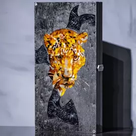 Нарды из карельской березы и янтаря "Леопард" коллекции "Легенды мира"