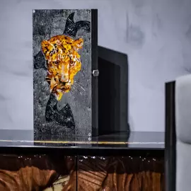 Нарды из карельской березы и янтаря "Леопард" коллекции "Легенды мира"