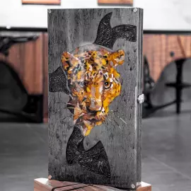 Нарды из карельской березы и янтаря "Леопард" коллекции "Легенды мира"