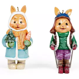 Набор елочных игрушек "Кролики. Твикс 1" в подарочной коробке, 2 шт