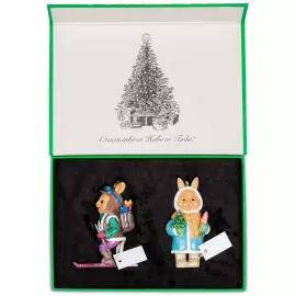 Набор елочных игрушек "Кролики. Твикс 1" в подарочной коробке, 2 шт