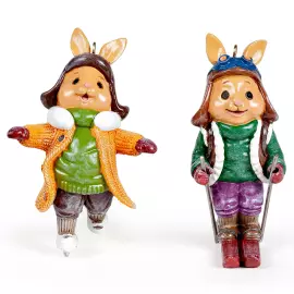 Набор елочных игрушек "Кролики. Твикс 2" в подарочной коробке, 2 шт