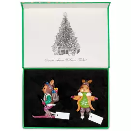 Набор елочных игрушек "Кролики. Твикс 2" в подарочной коробке, 2 шт