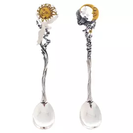 Набор серебряных чайных ложек "День и ночь"