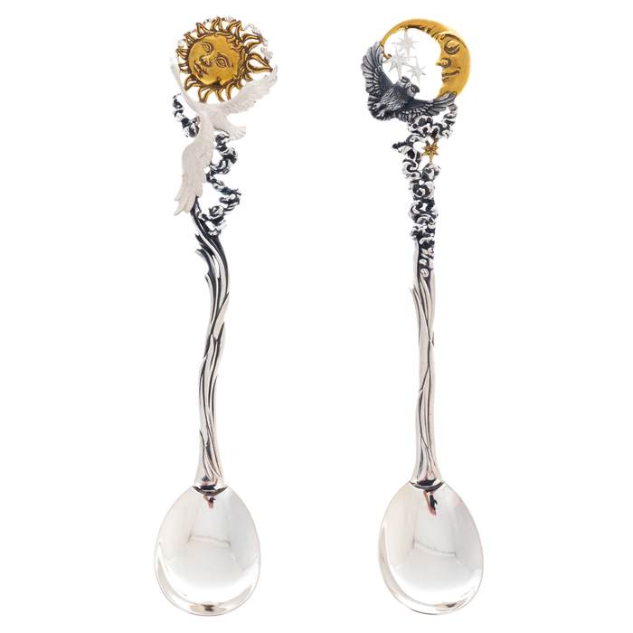 Collection of silver teaspoons "Day and night"