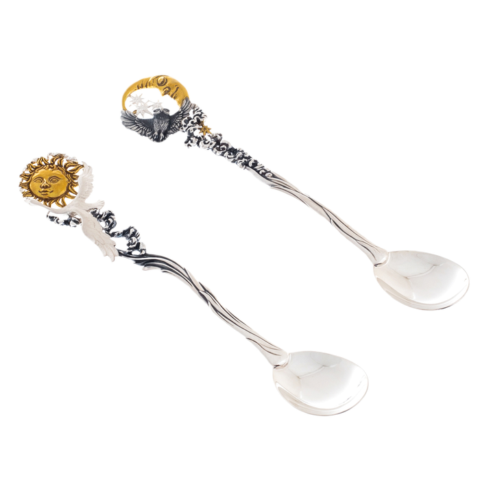 Collection of silver teaspoons "Day and night"