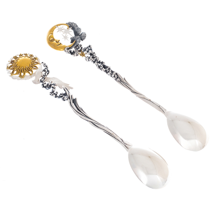 Collection of silver teaspoons "Day and night"