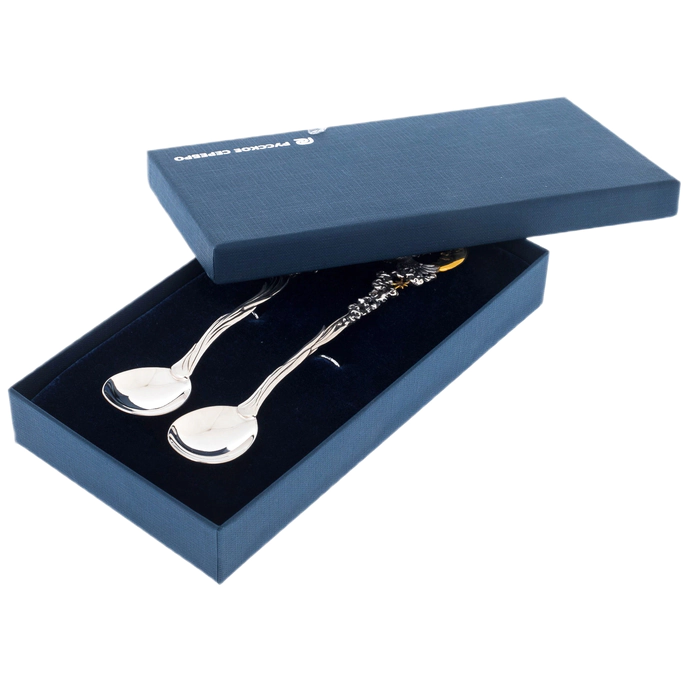 Collection of silver teaspoons "Day and night"