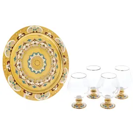 Набор для коньяка на блюде "Букет" на 4 персоны, Златоуст