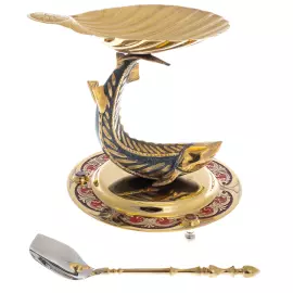 Beluga caviar bowl with enamels, Zlatoust