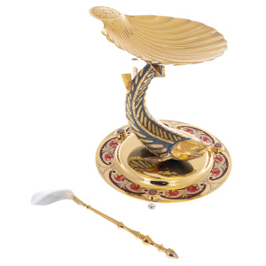 Beluga caviar bowl with enamels, Zlatoust