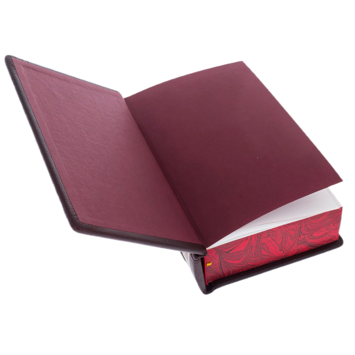 Leather-bound book "Collected Works" by Mark Twain