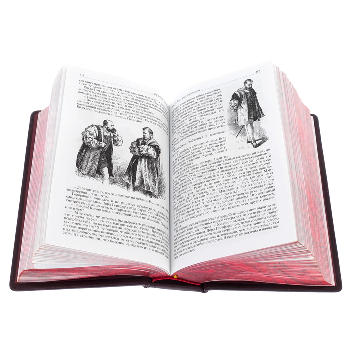 Leather-bound book "Collected Works" by Mark Twain