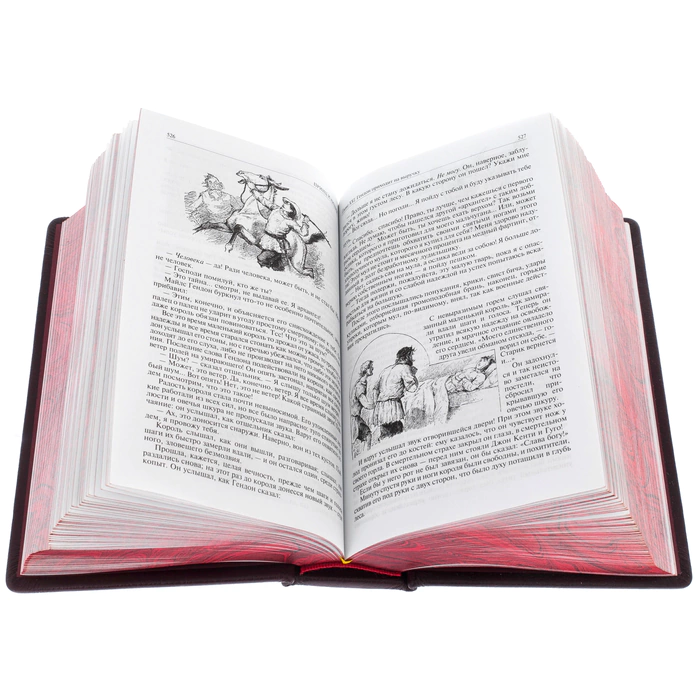 Leather-bound book "Collected Works" by Mark Twain