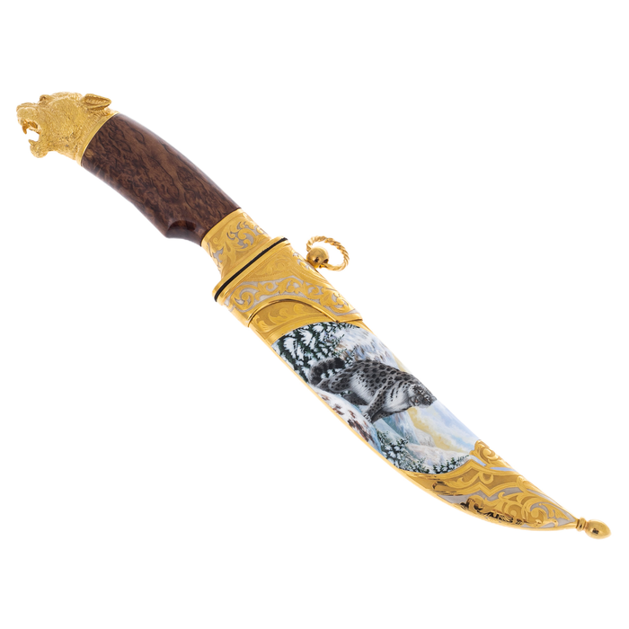 Snow Leopard knife with enamels, Zlatoust