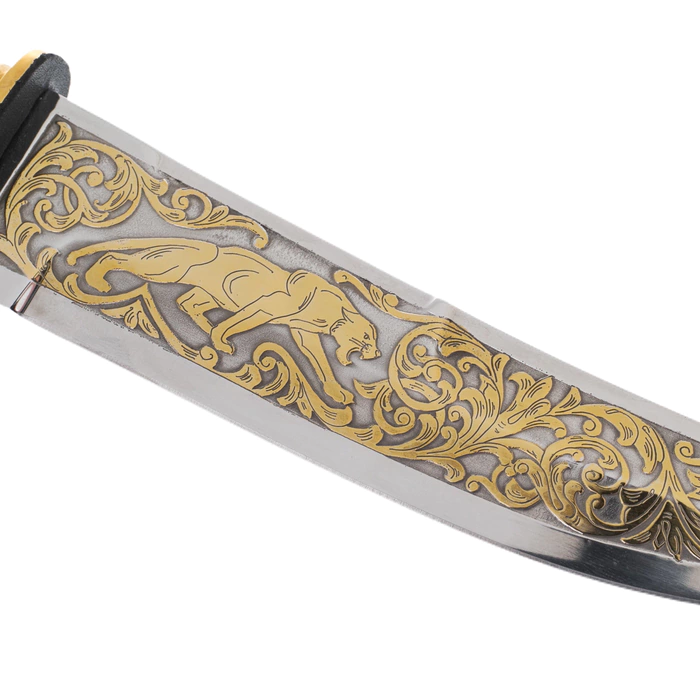 Snow Leopard knife with enamels, Zlatoust
