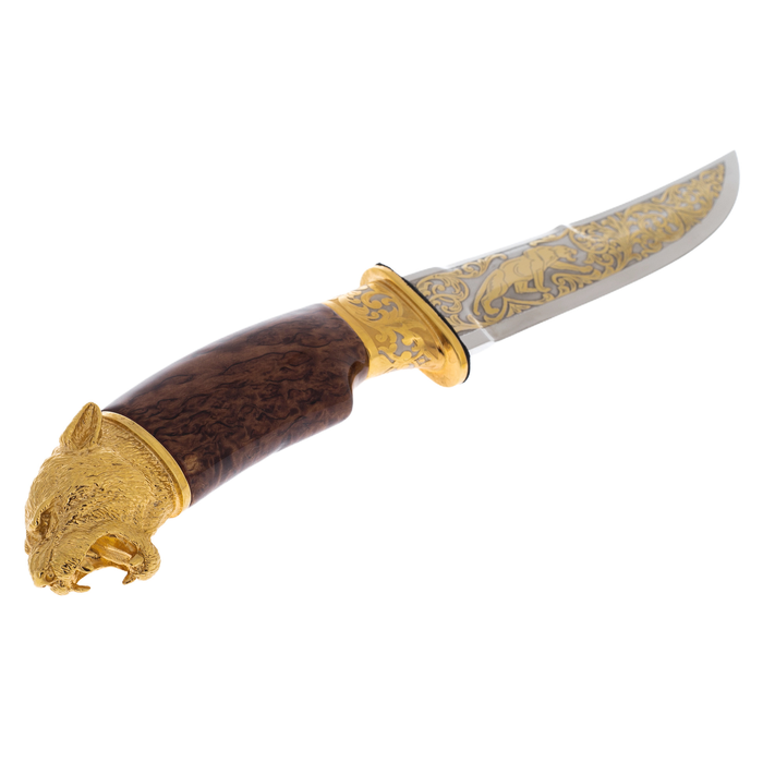 Snow Leopard knife with enamels, Zlatoust